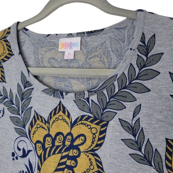 LulaRoe Gray Blue/Yellow Paisley Design Irma Tunic Top M - Picture 5 of 6
